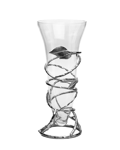 Glass Vase with Removable Silver Leaf Base
