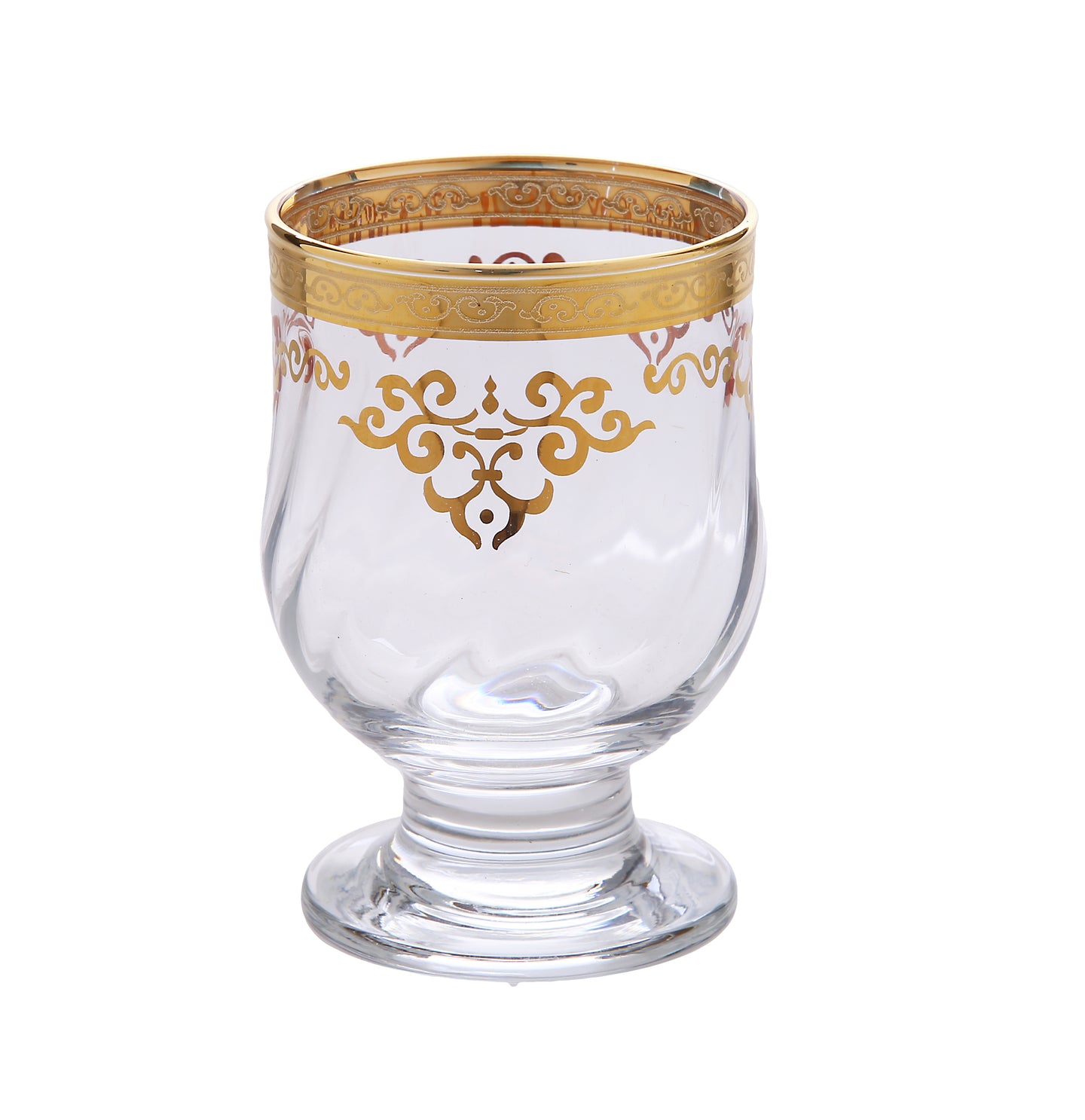 Set of 6 Short Stem Glasses with Rich Gold Design