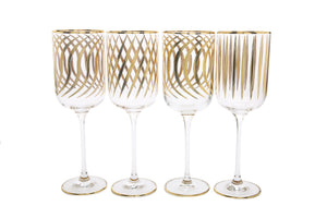 Set of 4 Mix and Match Water Glasses with 24K Gold Design