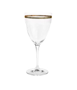 Set of 6 Water Glasses with Gold Rim Design