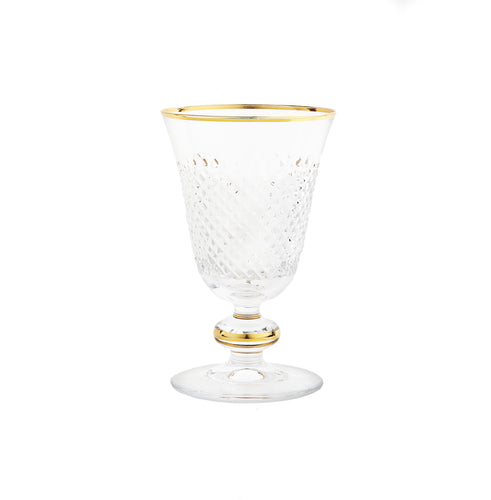 Set of 6 Short Stem Glasses with Cut Crystal Design