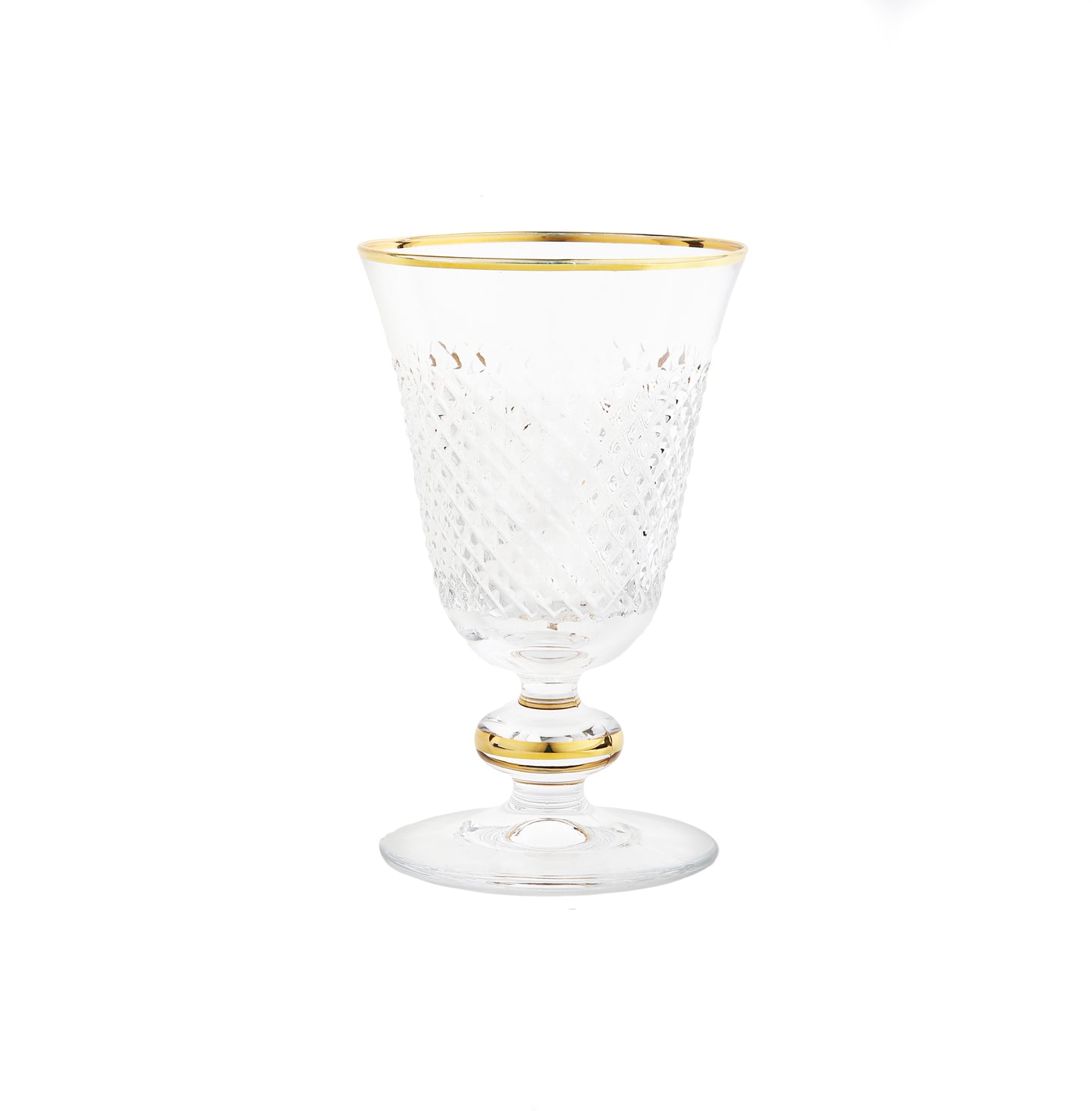 Set of 6 Short Stem Glasses with Cut Crystal Design – Classic