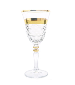 Set of 6 Water Glasses with Gold and Crystal Detail