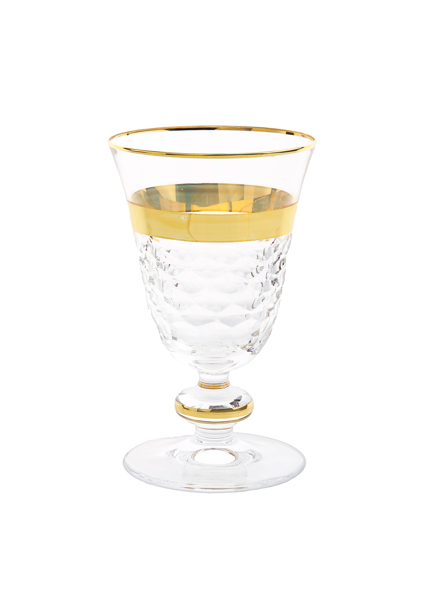 Set of 6 Short Stem Glasses with Gold and Crystal Detail