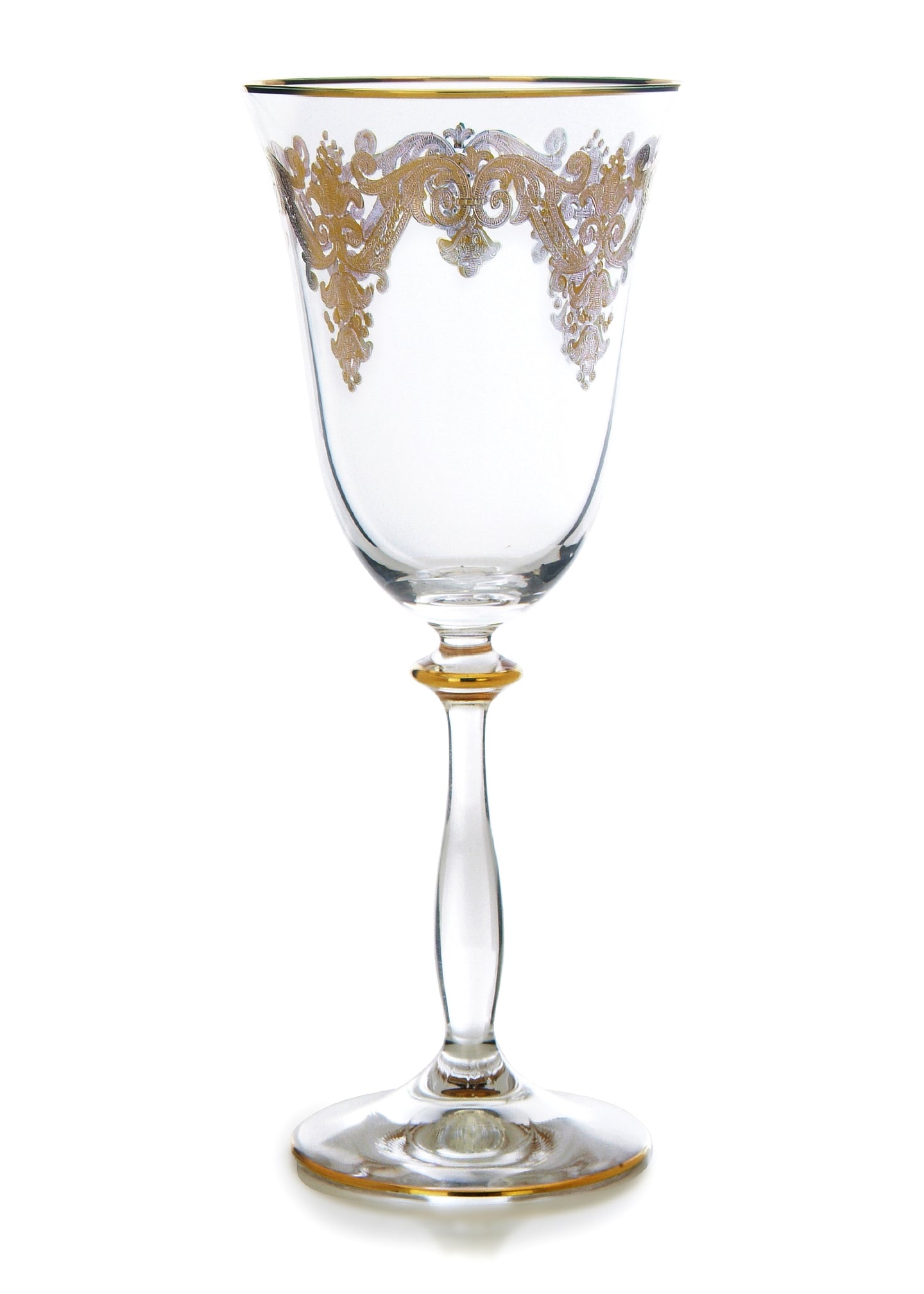 Set of 6 Water Glasses with 24k Gold Artwork