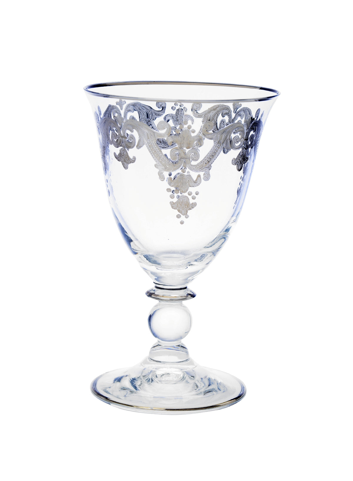 Water Glasses with Sterling Silver Artwork-Set/6