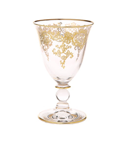 Set of 6 Wine Glasses Rich 24K Gold Design,8 oz