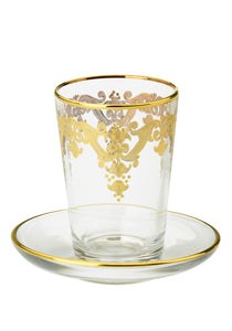 24k Gold Artwork Saucers with Cups-Set/6