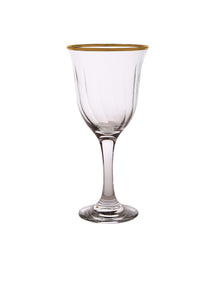 Set of 6 Water Glasses with Simple Gold Design