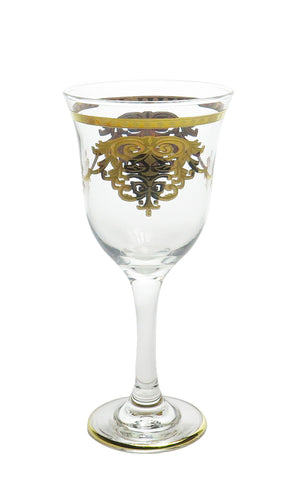 Set of 6 Water Glasses with Gold Design