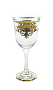 Set of 6 Water Glasses with Gold Design