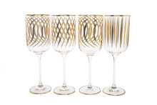 Load image into Gallery viewer, Set of 4 Mix and Match Wine Glasses with 24k Gold Design