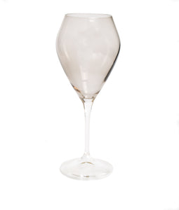 Set of 6 Smoked V-Shaped Wine Glasses with Clear Stem