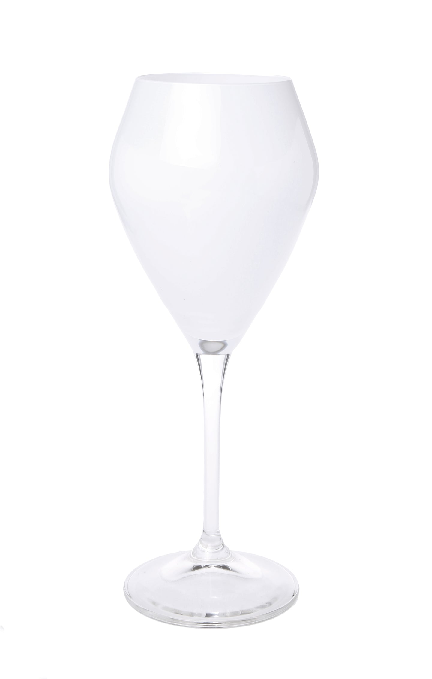Set of 6 White V-Shaped Wine Glasses with Clear Stem – Classic
