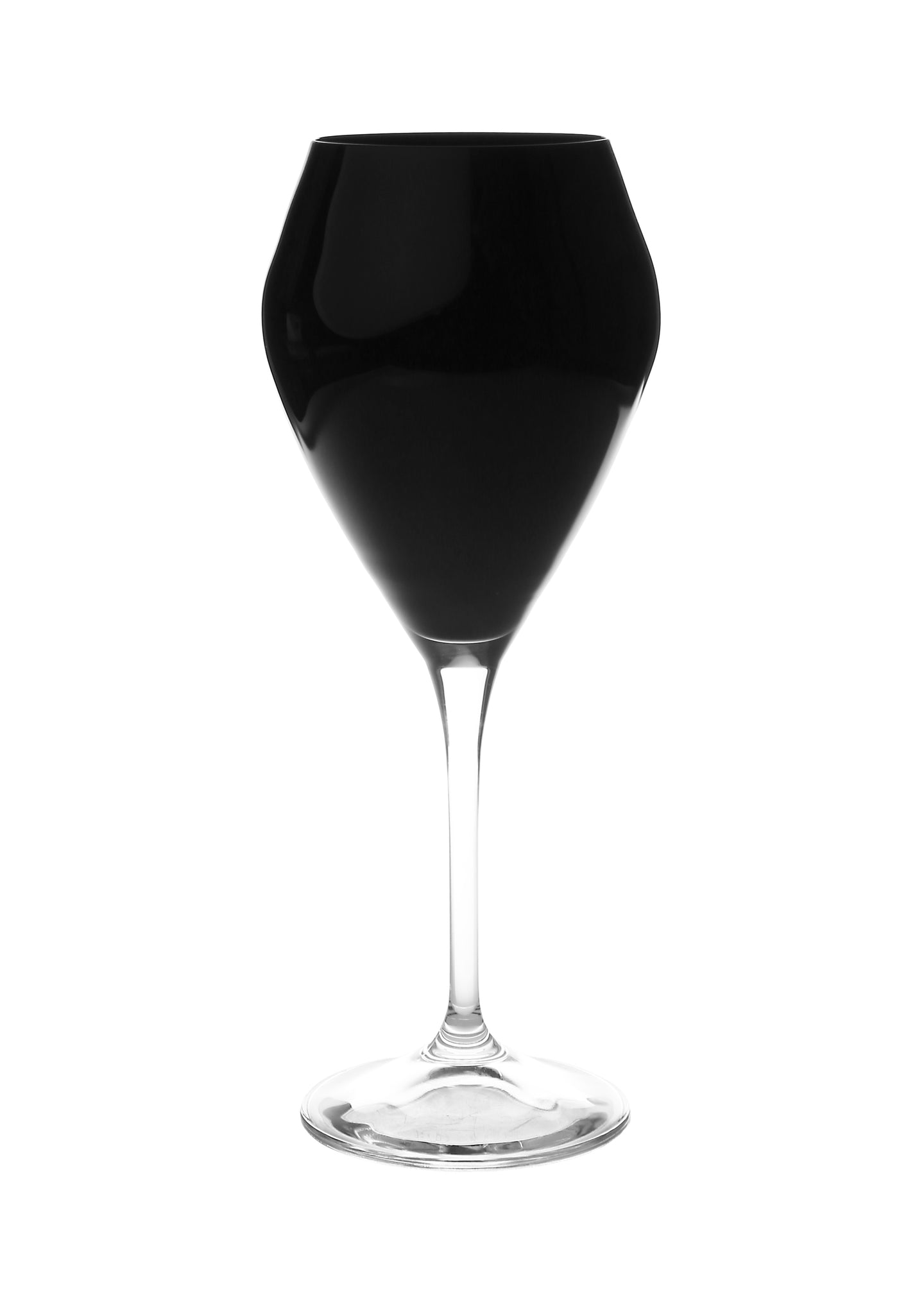 Set of 6 Black V-Shaped Water Glasses with Clear Stem