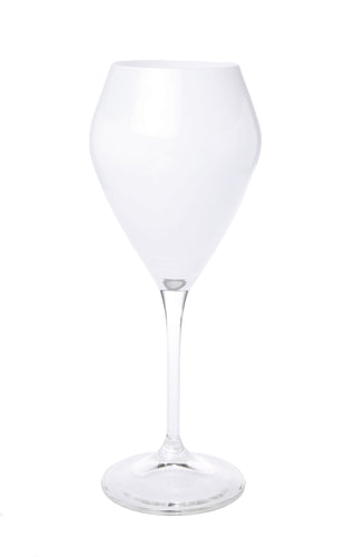 Set of 6 White V-Shaped Wine Glasses with Clear Stem