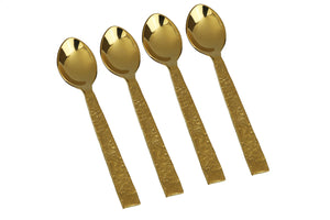 Set Of 4 Gold Stainless Steel Dessert Spoons