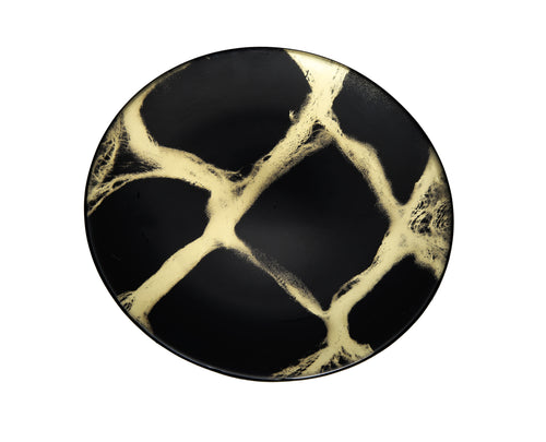 Set of 4 Black and Gold Marbleized 8.25