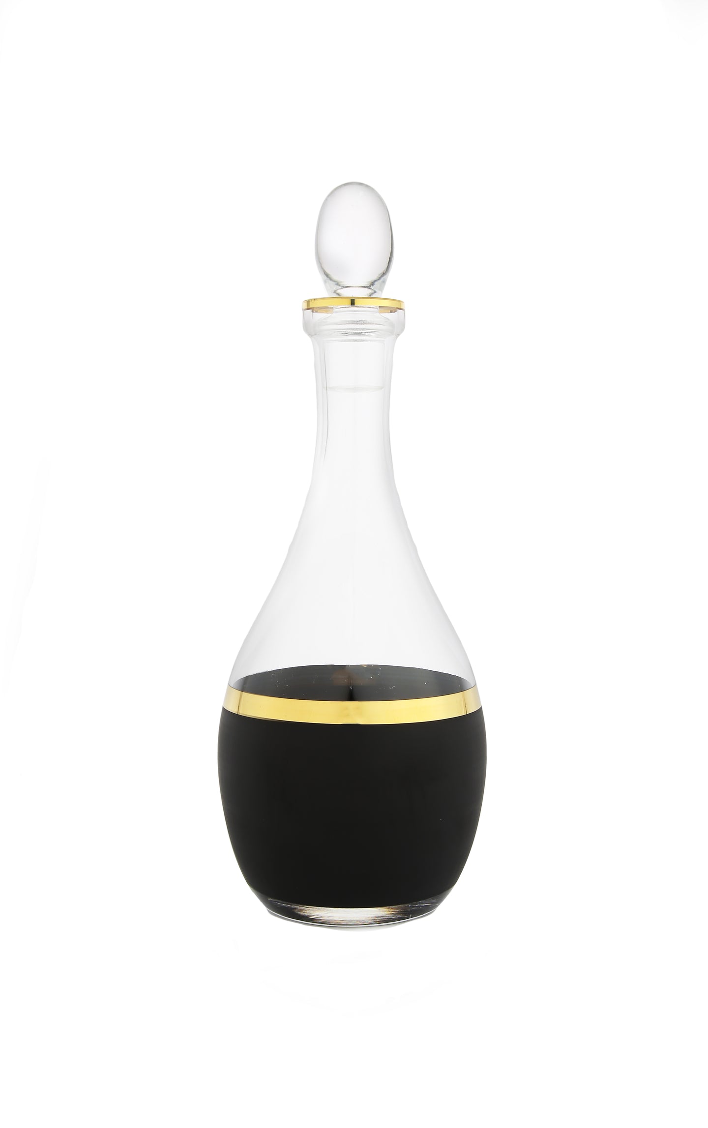 Glass Decanter with Black and Gold Design