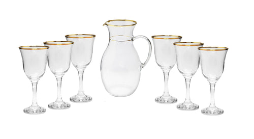 Clear Pitcher with Gold Trim – Classic Touch Decor