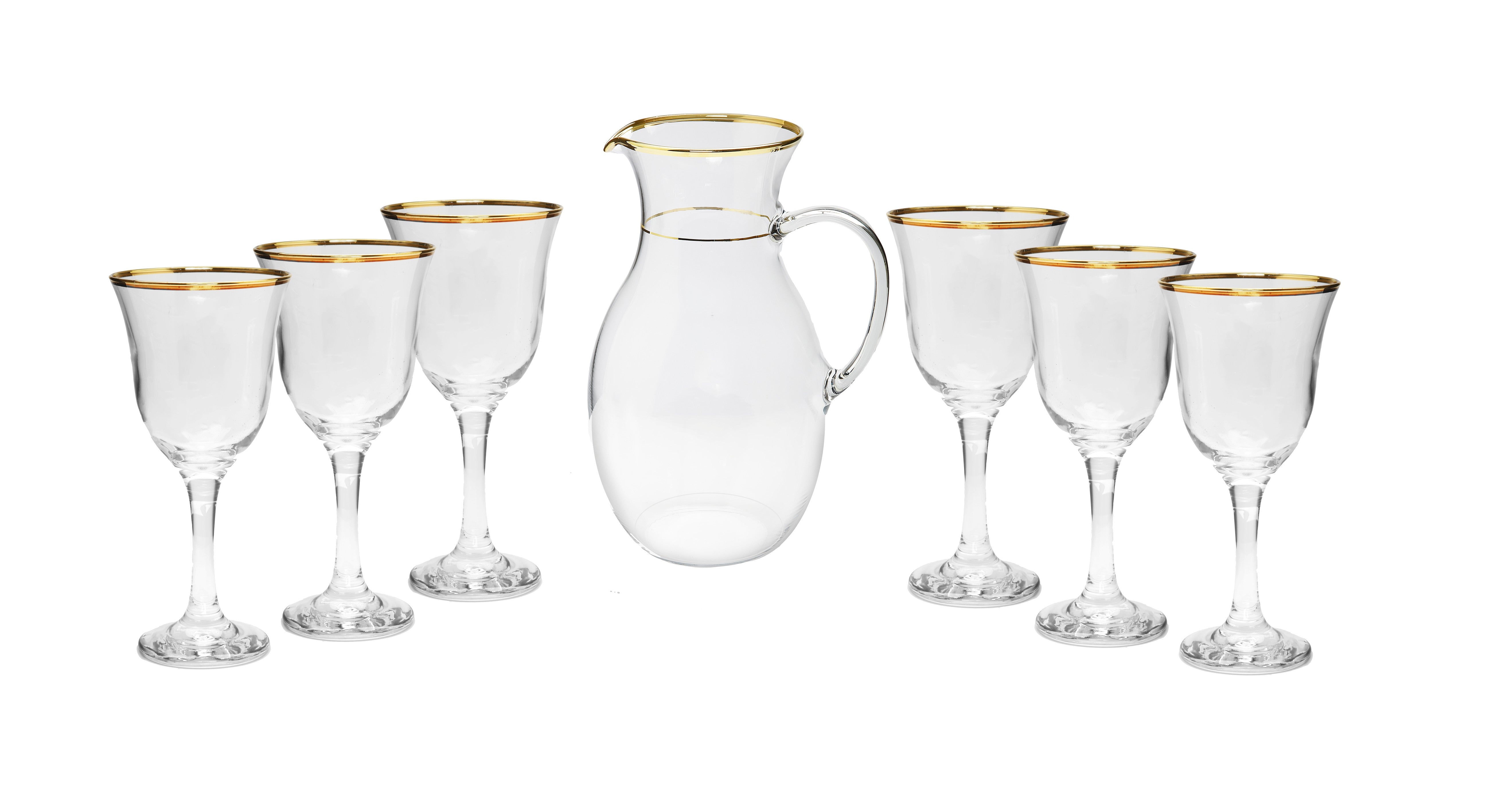 gold rim 7pcs water glass set