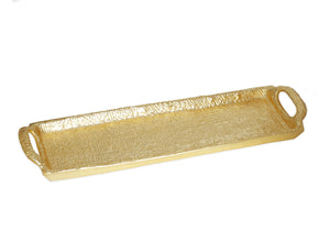 17.25"L Textured Gold Oblong Tray with Handles