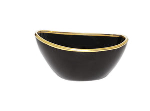 Black Dessert Bowl with Gold Rim