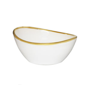 White Dessert Bowl with Gold Rim