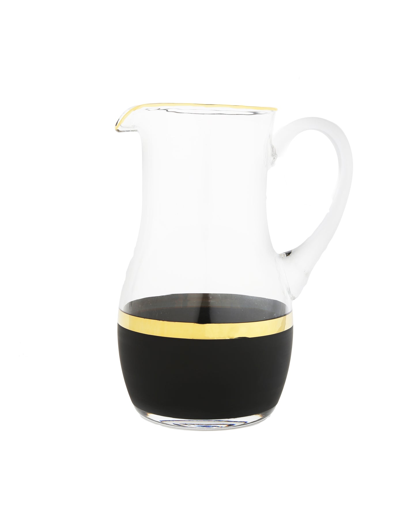 Glass Pitcher with Black and Gold Design