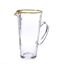 Load image into Gallery viewer, Pebble Glass Pitcher with Gold Rim with Handle