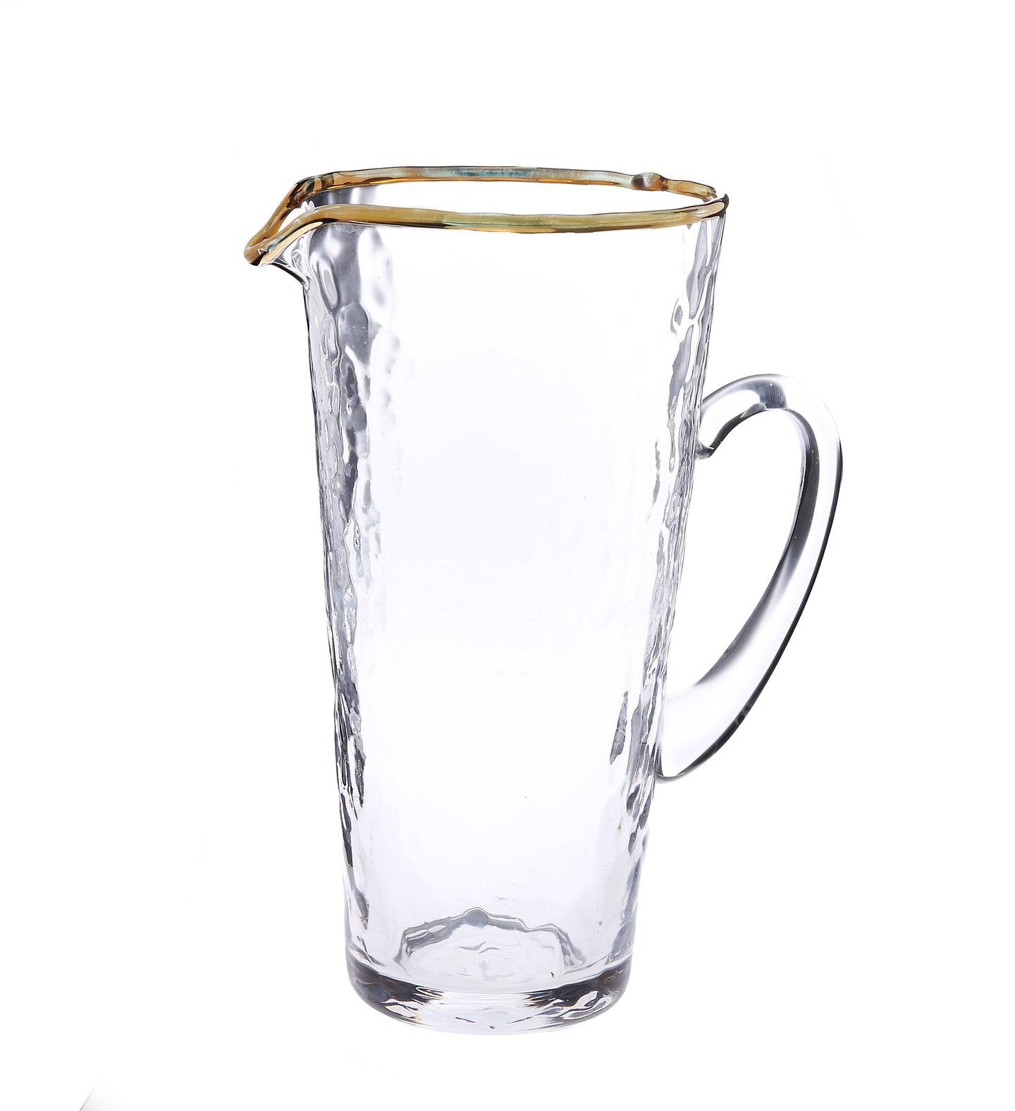 Pebble Glass Pitcher with Gold Rim with Handle