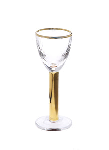 Set of 6 Stemmed Liquor Glasses with Gold Stem and Rim