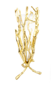 Gold Floral Vase with Removable Glass Insert