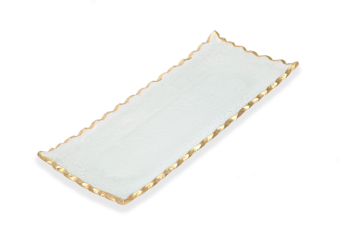 Glass Oblong Tray with Gold Edge 14