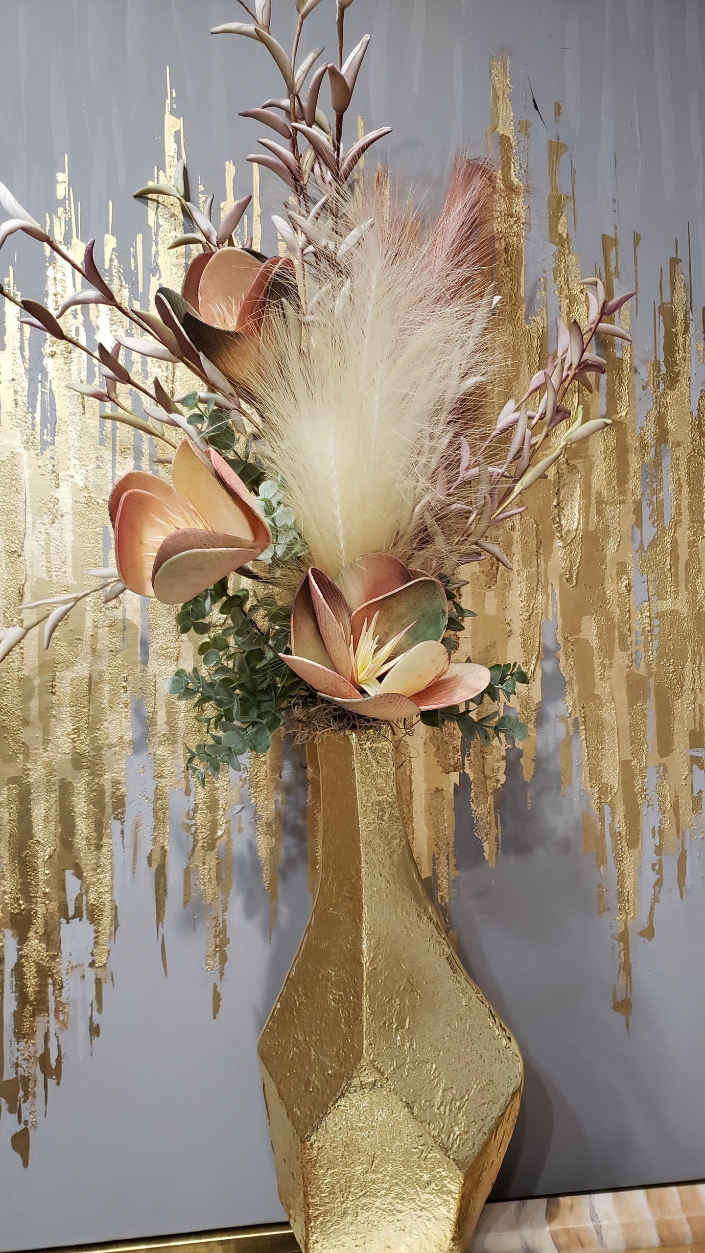 Gold Dimensional Centerpiece Vase Raw Finish