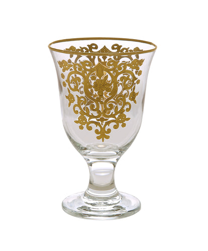 Set of 6 Short Stem Glasses with Rich Gold Artwork