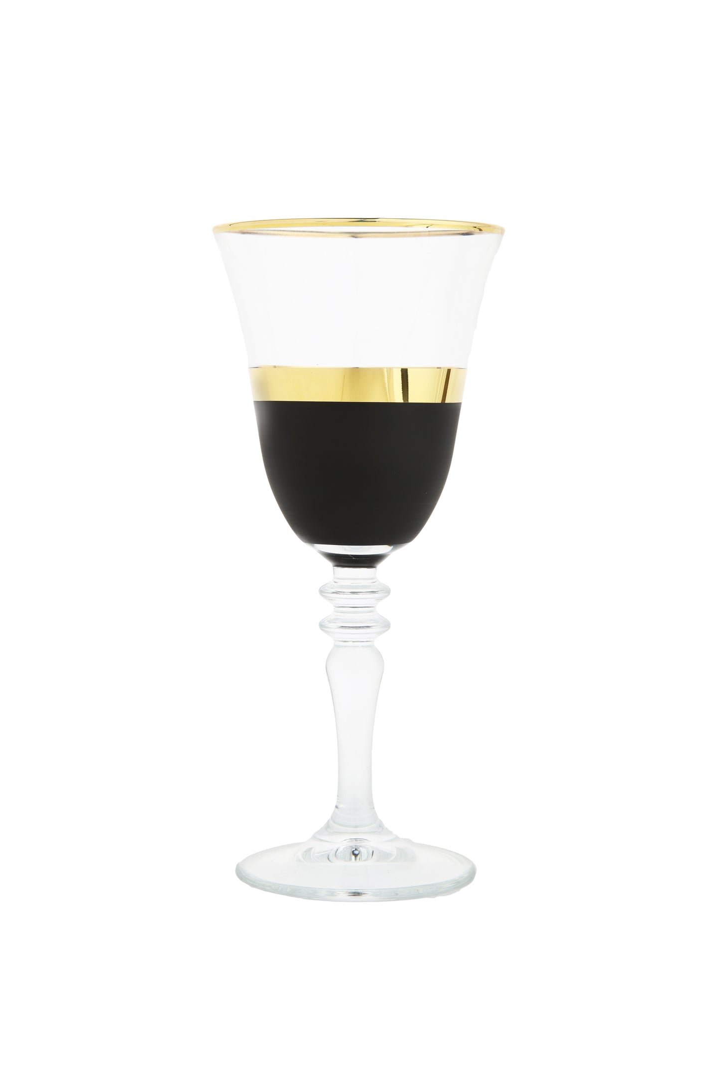 Set of 6 Water Glasses with Black and Gold Design