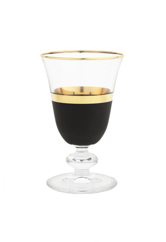 Set of 6 Short Stem Glasses with Black and Gold Design