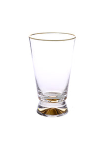 Set Of 6 Tumblers With Gold Base And Rim - 3.5"D X 6"H