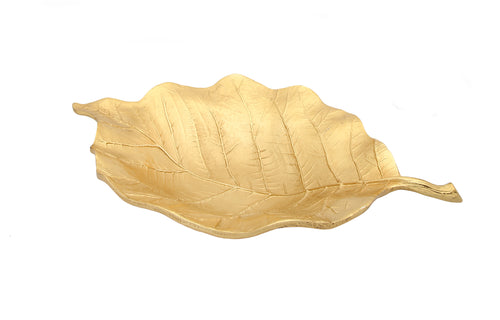 Gold Leaf Shaped Bowl with Vein Design