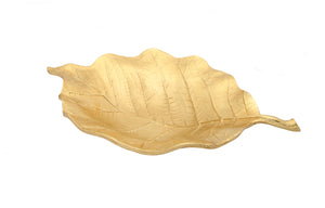 Gold Leaf Shaped Bowl with Vein Design