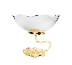 Stainless Steel Footed Bowl with Lotus Flower Design