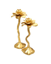 Load image into Gallery viewer, Gold Flower Shaped Candle Holder