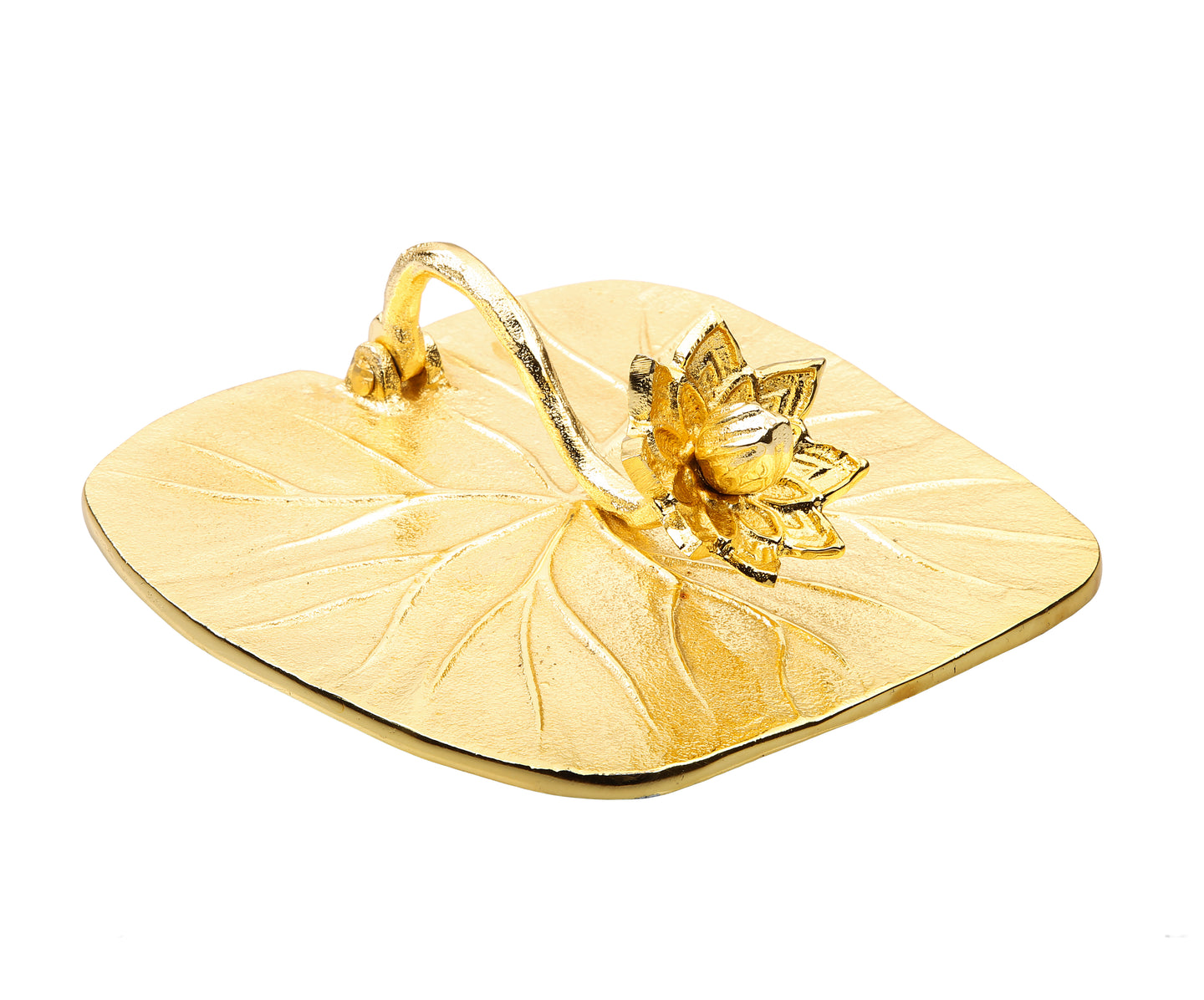 Gold Square Napkin Holder with Lotus Flower Design