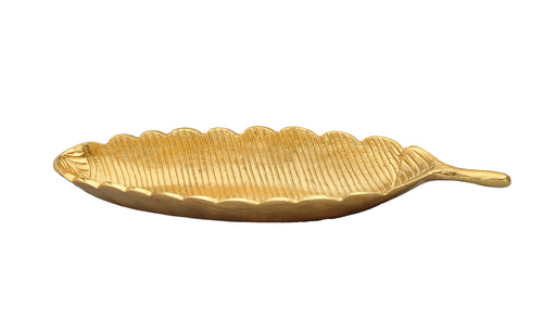 Gold Leaf Shaped Platter with Vein Design