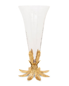 7.5"L Glass Vase on Gold Flower Base