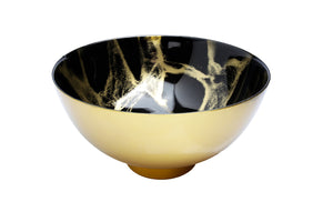 10.5" Black and Gold Marbleized Footed Bowl