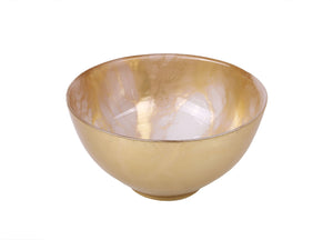 Gold-White Marble Bowl - 6"D