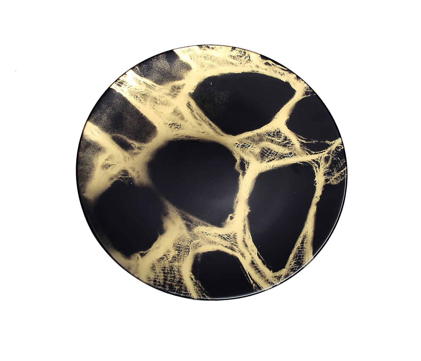 Set of 4 Black and Gold Marbleized Chargers