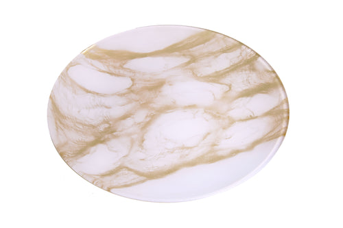 Set Of 4 Gold-White Marble Chargers - 12.75